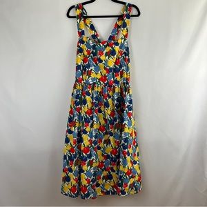 Joanie Clothing Petula Floral Print Strappy Organic Cotton Sundress US12 UK16